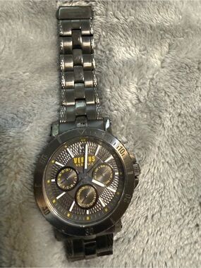 Versus Versace Black and Yellow Stainless Steel Chronograph Watch